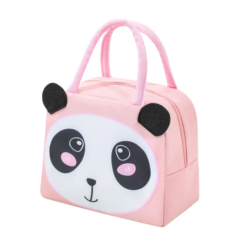 Cartoon Children's Lunch Bag Thermal Insulation Aluminum Film Waterproof Oxford Cloth Portable Lunch Bags Tote: black