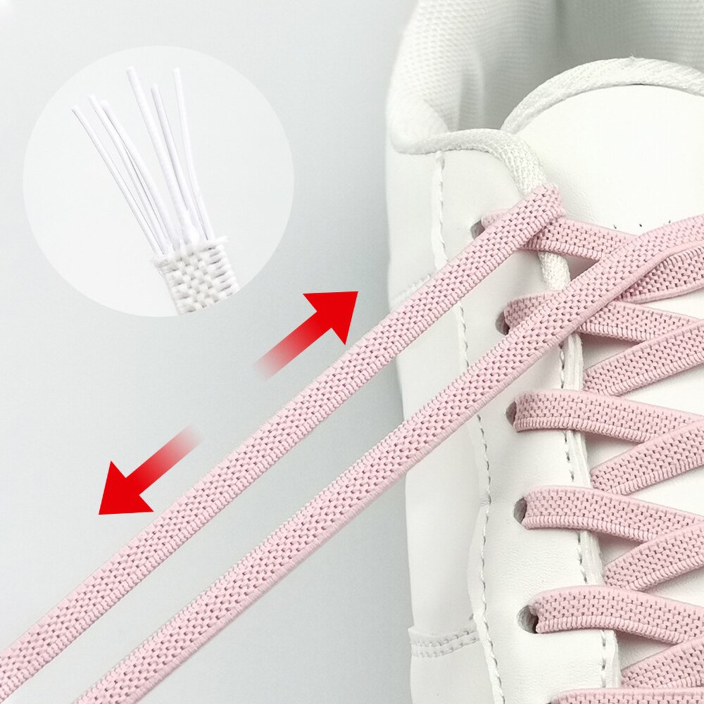 Lacets plats élastiques pour femmes et hommes, faciles à porter, faciles à assortir, chaussures blanches décontractées pour enfants, lacets colorés