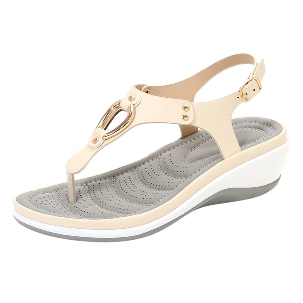 Bohemen Stijl Wiggen Platform Sandalen Klassiekers Zomer Non-Slip Schoenen Vrouw Lichtgewicht Sandaal Vrouwen Schoenen Zapatos: Khaki / 40
