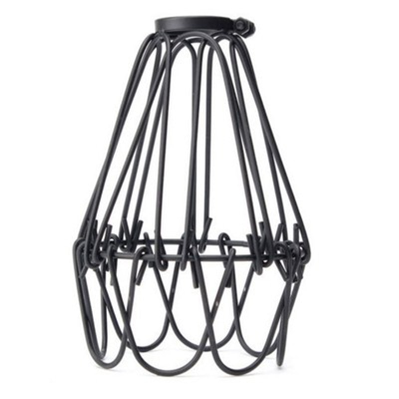 1 styk vintage wire lampe bur gør-det-selv lampeskærm industriel lampe vagt bur lamper skærm klassisk nordisk pære lampe covers skærme: Sort