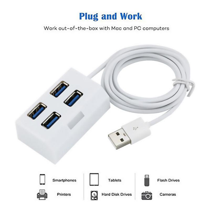 4 Slot Usb 2.0 Mini Hub Splitter 4 Poorten Desktop Externe Adapter Usb Hub Met Blauwe Indicator