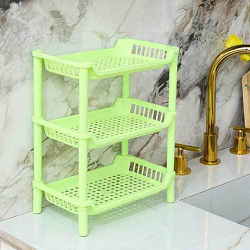 3 Layers Kitchen Organizer Storage Rack Plastic Assembled Sundries Storage Holder Bathroom Shelf Home Organization