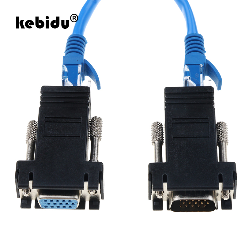 Kebidu 2pcs RJ45 naar Mini VGA Extension Extender Cord Man Vrouw Naar Lan Cat5 Cat5e RJ45 Ethernet Adapter voor PC Laptop