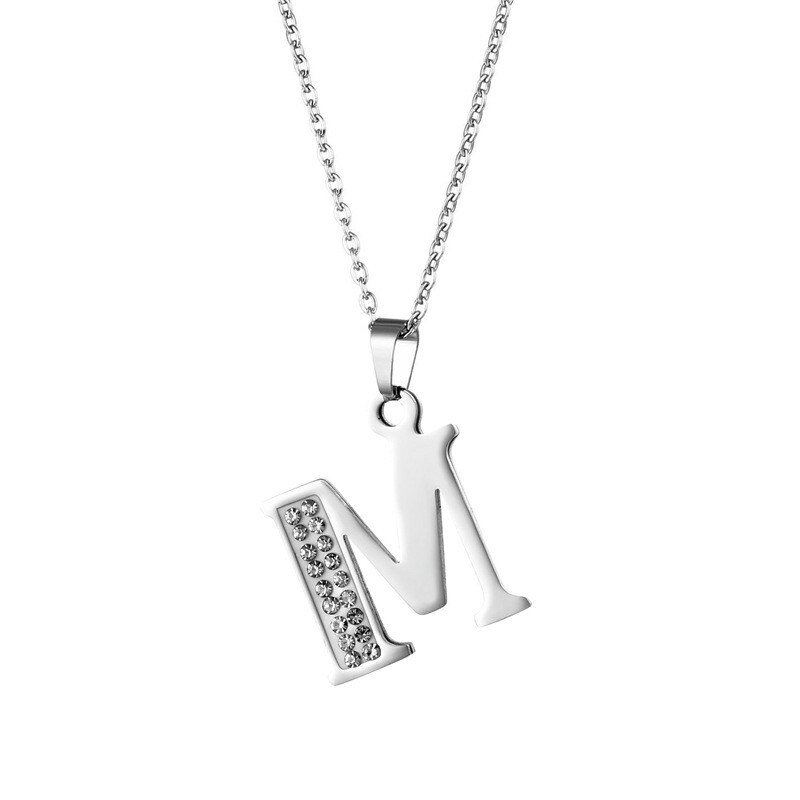 modisch Edelstahl Zirkon A-Z Alphabet Anhänger Kette Halskette Für Frauen Männer Punk Initial Buchstaben Name Halskette Schmuck