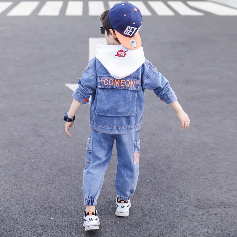 Conjunto de ropa de para niños, chaqueta vaquera + pantalones vaqueros, 2 piezas, 4, 5, 7, 9, 11 y 13 años, primavera