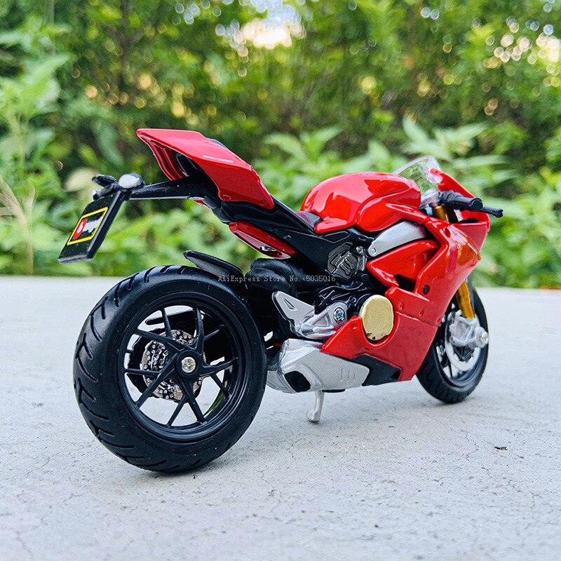 Bburago 1:18 Ducati PANIGALE V4 Alloy Diecast Motorcycle Model Workable Shork-Absorber Toy For Children Toy Collection