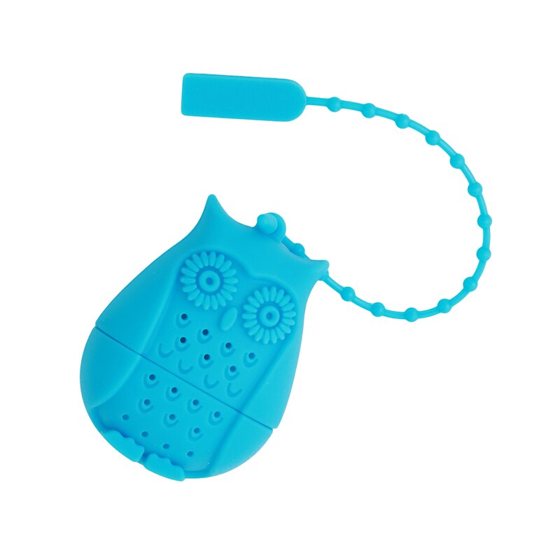 Sacos de chá da coruja filtro de colher de chá de silicone infusor filtro filtro de chá de filtração de silicone acessórios de cozinha gadget: blue