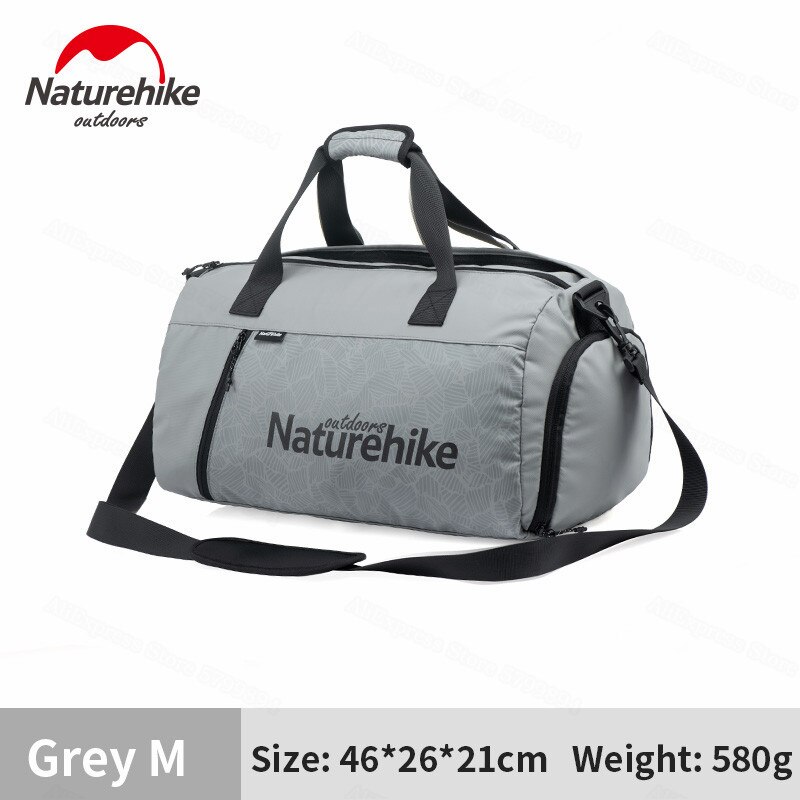 Naturehike Sport Gym Bag Unisex Shoulder Multi-pocket Dry Wet Separation Storage Bag Duffel Fitness Handbag TPU Waterproof: Grey-M