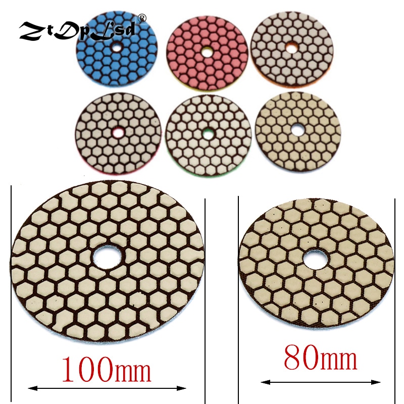 Ztdplsd 1pc 80mm 100mm torrslipskiva polering putsskivor diamant våt flexibel dyna marmor sten keramiska plattor finish glas