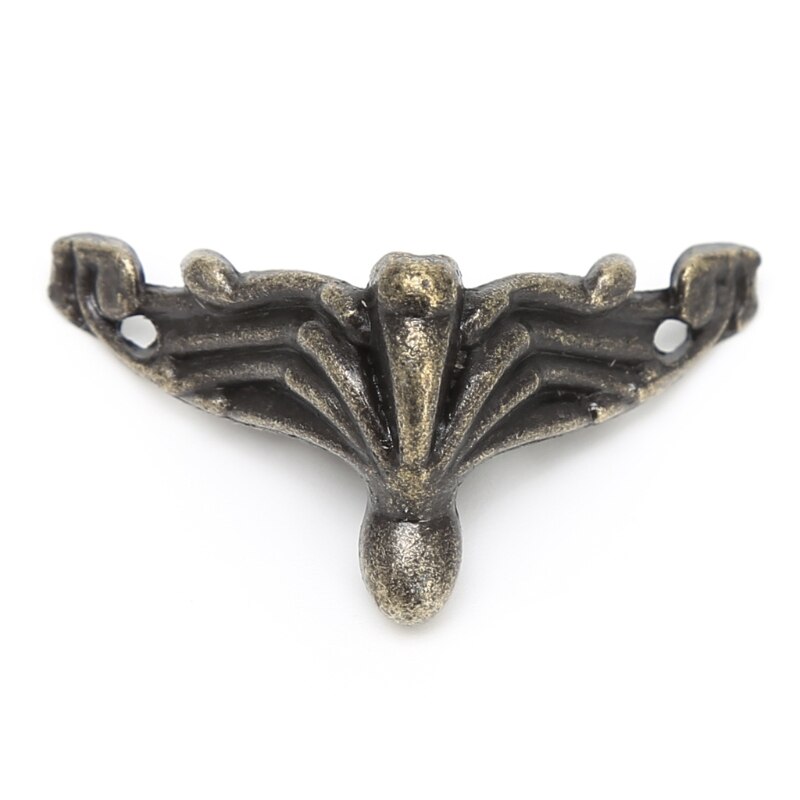 8Xdecorative Antieke Bronzen Sieraden Geschenkdoos Hout Case Voeten Been Hoek Protector
