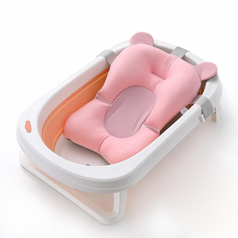 style foldable baby bathtub folding baby infant bath tub: pink with  cushion