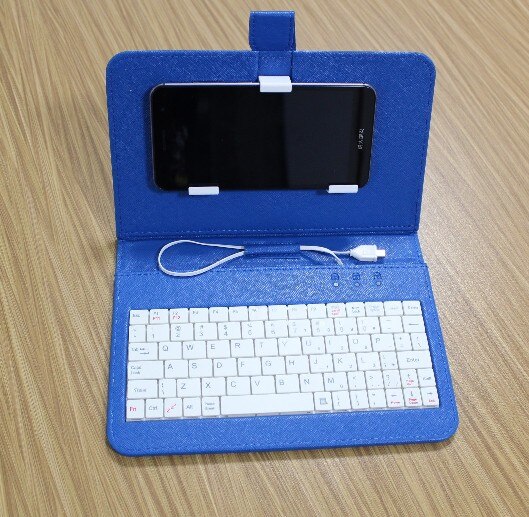 9 kleuren bedraad toetsenbord flip smartphone case beschermhoes houder standaard voor android otg mobiele telefoon 4.2 & #39 ;& #39 ; -6.8 & #39 ;& #39 ; tablet laptop pc: Donkerblauw