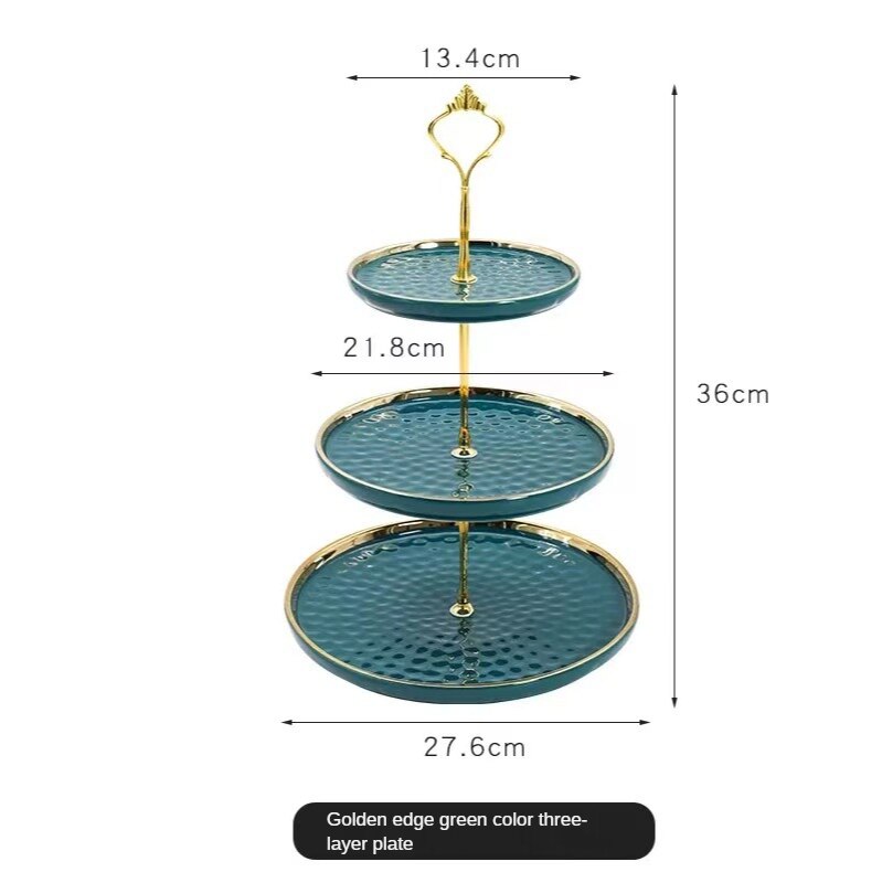 2 & 3 Tier Ceramic Plate Gold Rim Cake Stand Fruit Dessert Dish Home Party Decoration Porcelain Pastry Serving platter