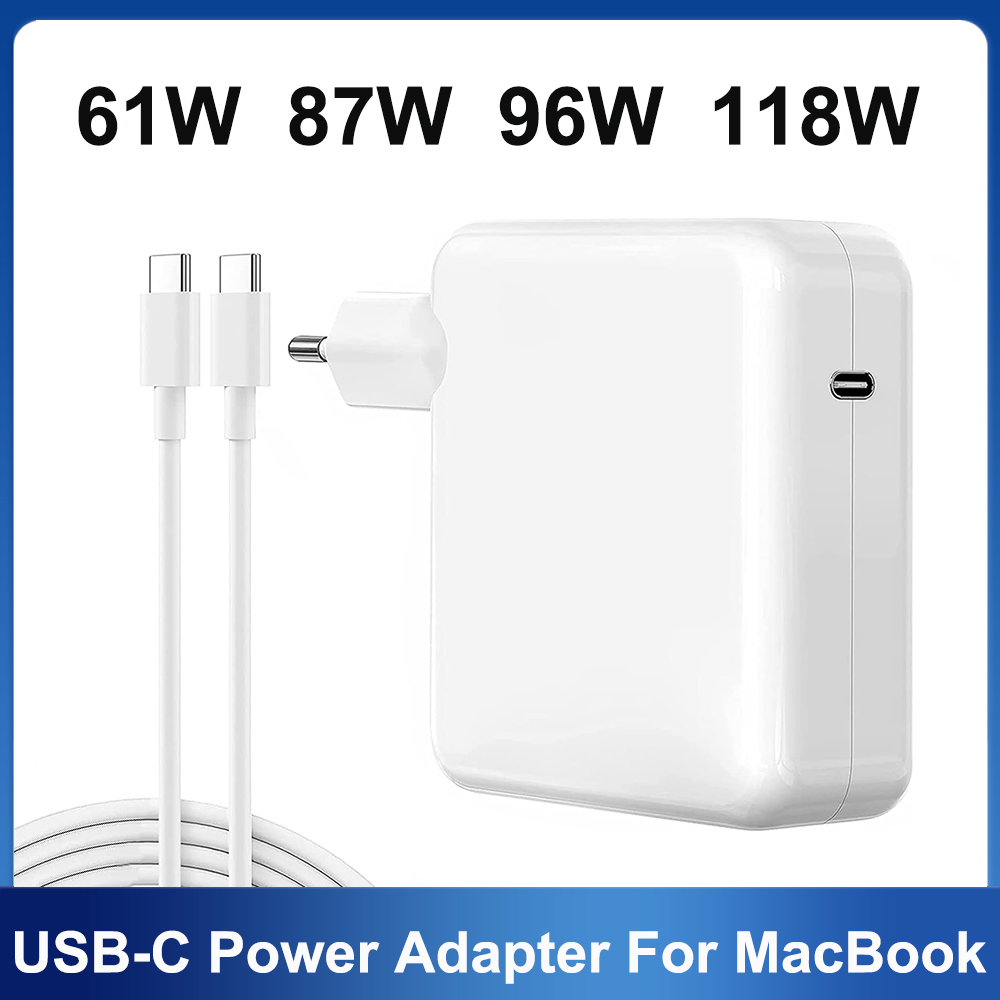 61W 87W 96W 118W USB-C Laptop Power Adapter Type-C PD Charger For Macbook 13 15-inch A1706 A1707 A1708 A1534 A1719 A214 iPad Pro