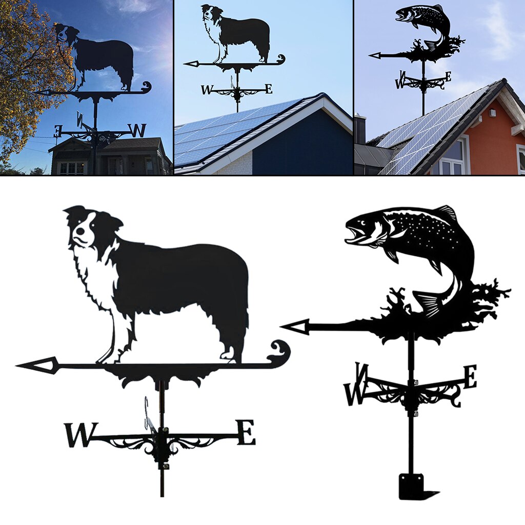 Farmhouse Weather Vanes Roof Mount, Wind Direction Indicator Kit Outdoor Metal Bracket Weather Vane