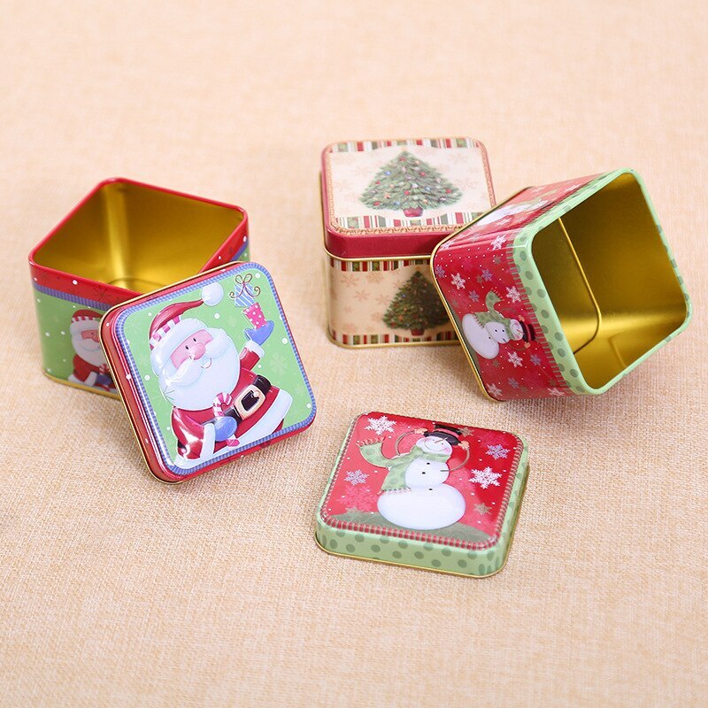 Christmas Tin Box Package Wedding Party Candy Baking Cookies Biscuit Case Container Christmas Decoration for Home
