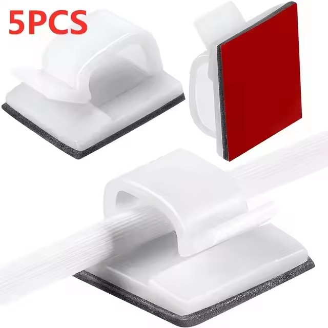 Organizador de cables autoadhesivo, brida para cables, abrazadera para cables, soporte, gestión de abrazaderas, gestión de datos Gps para coche, administrador enrollador de cables decorativo: Plata