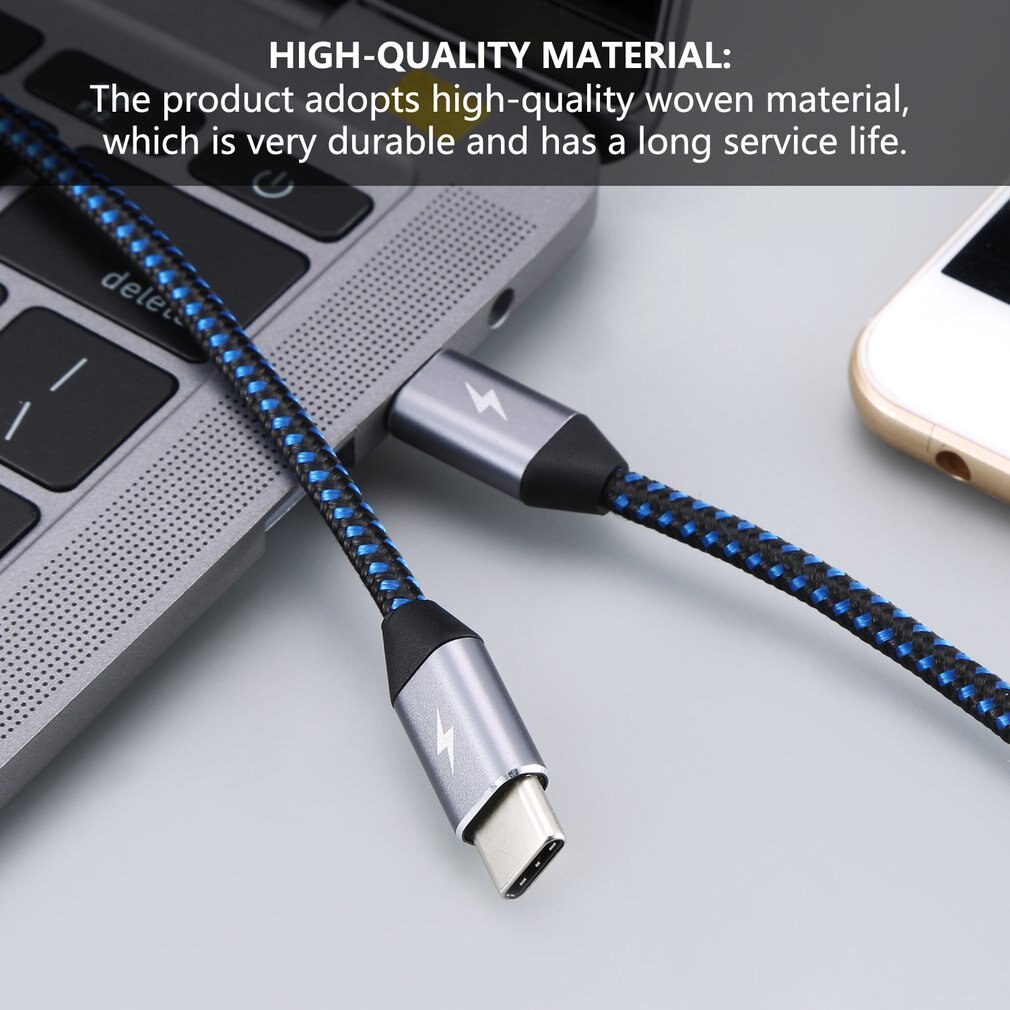 Double head type c data cable C to C male to male Type-c braided data cable 3A pd fast charging data cable