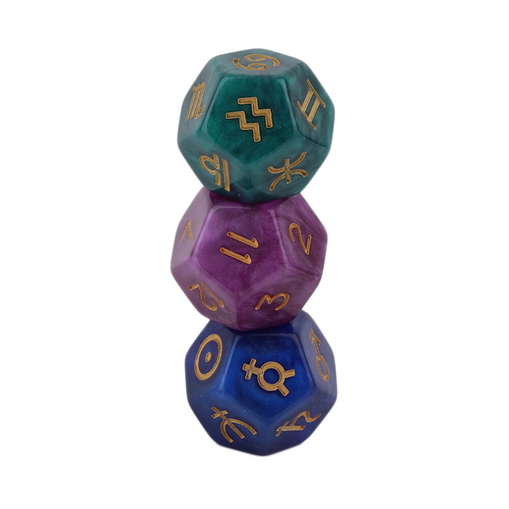 3 pcs 9 Polyhedral Dice Astrological Dice Set Multi-Faceted Acrylic Dice for EZ Constellation Games In Stock