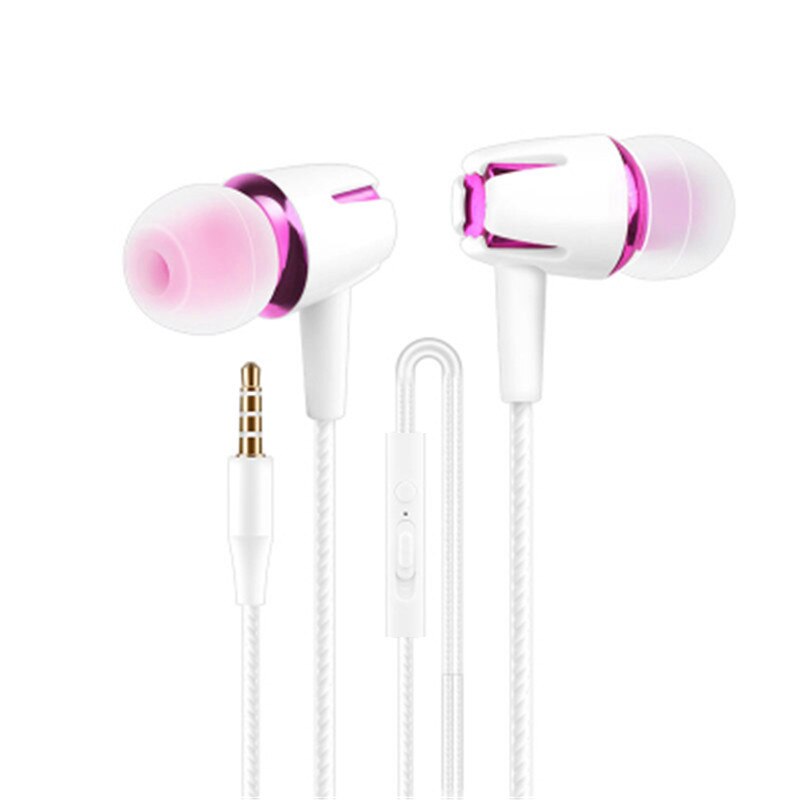 Auriculares con cable E18 para teléfono móvil, cascos ajustables de volumen, pausa/reproducción, para Huawei, xiaomi Honor, 3,5mm: whiterose