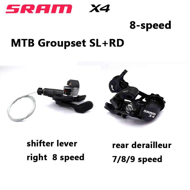 Sram X4 Mtb Fiets Groepset Trigger Shifter Lever 8S 8Speed Met Venster Achterderailleur Midden Kooi 9S 8S 7S Zwart Fiets Kid: SL and RD-X4