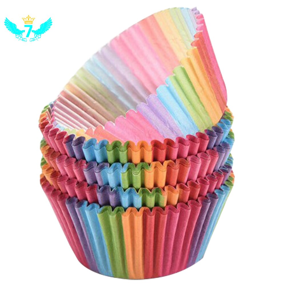100 Stks/set Kleurrijke Regenboog Papier Taart Cupcake Bakpapier Cup Keuken Koken Bakvormen Maker Diy Cake Decorating Gereedschap Tob