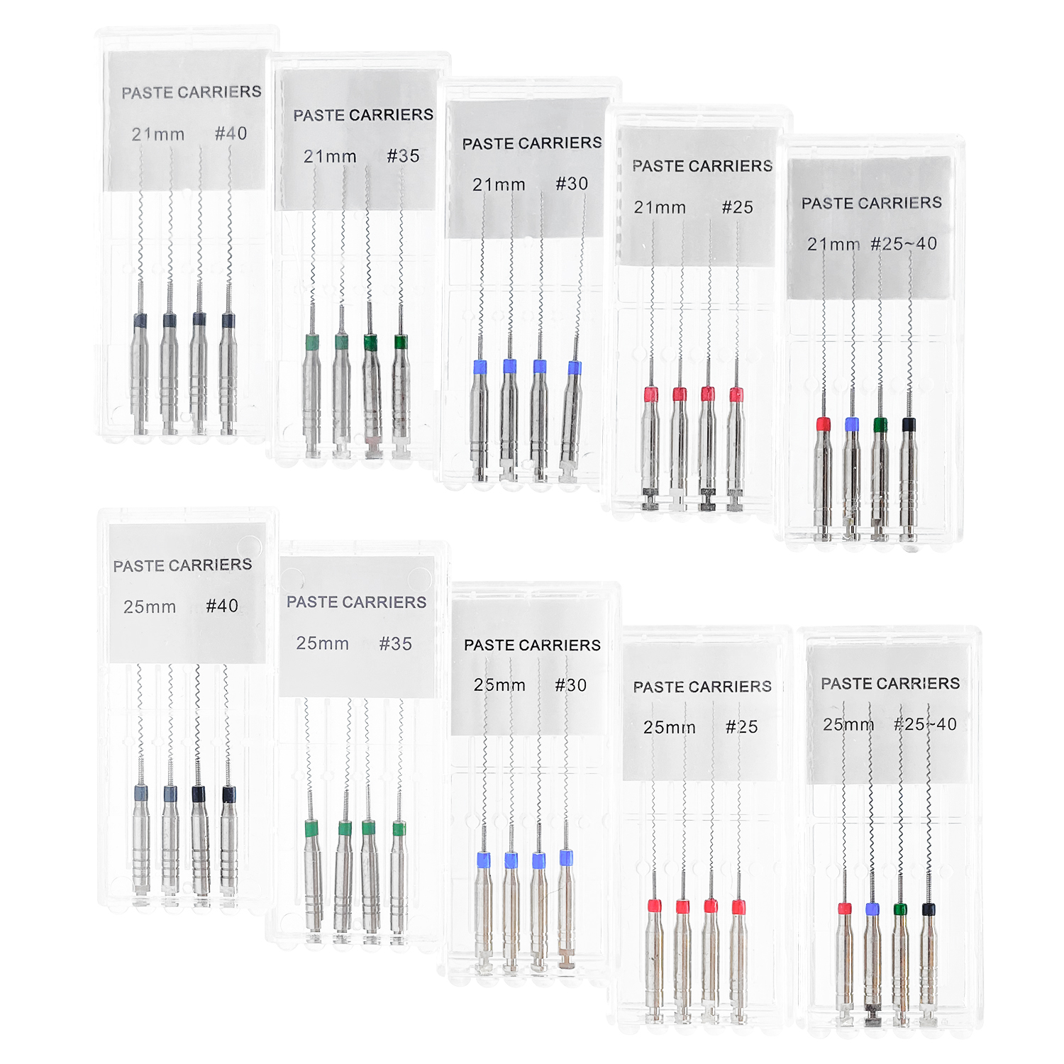 1 caja de soportes de pasta Dental, relleno de raíces Lentulo 21mm 25mm surtido # 25-40 Limas de endodoncia Instrumentos dentales Canal Espiral