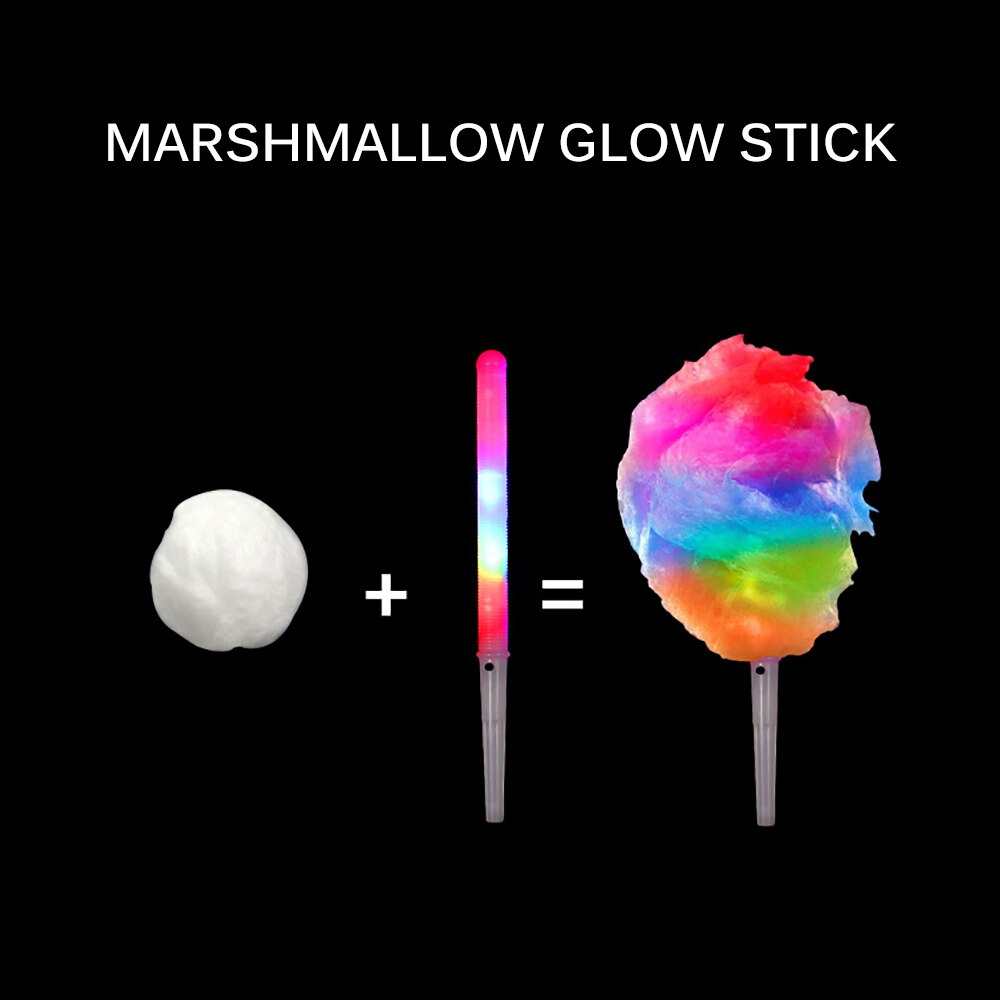 3 * przycisk baterii pianka kije wielokrotnego użytku bawełny cukierek w kształcie pałeczki doprowadziło świecące wata cukrowa stożek