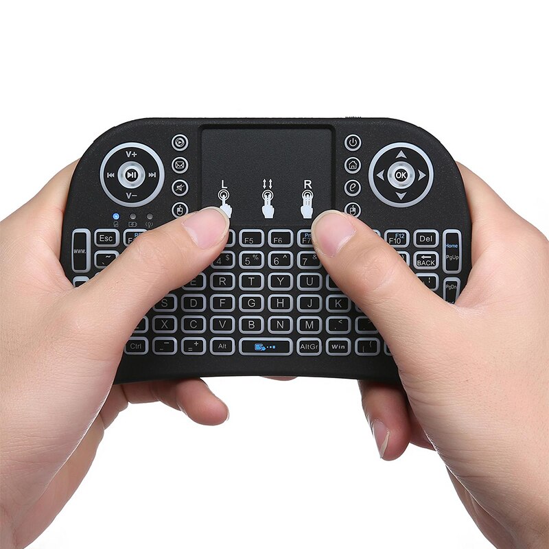 7 Kleur Backlit I10 Mini Draadloze Toetsenbord 2.4G Air Mouse Met Touchpad Afstandsbediening Voor Android Tv Box Mini pc Vs Mini I8