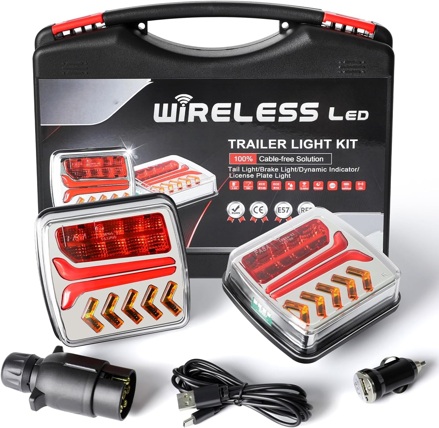 1 Set 12V 24V 30M Wireless Magnetic LED Tail light Trailer Rear Light Signal Warning Brake Light RV Camper Lorry Truck: Blue