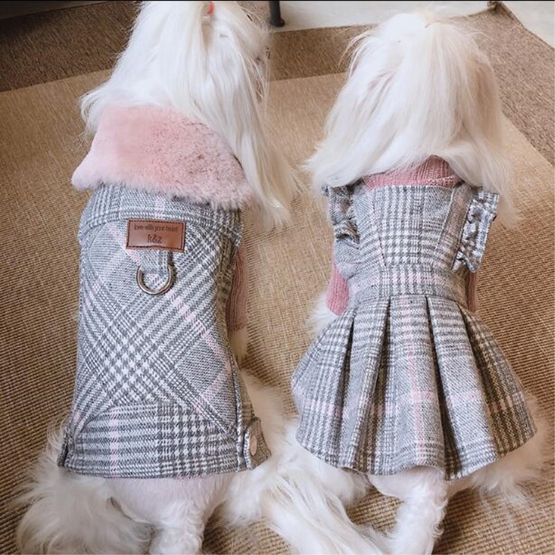Luksus vinter hund ullklær med pelskrage valp yorkshire hunder jakke frakk klær til små mellomstore kjæledyr chihuahua