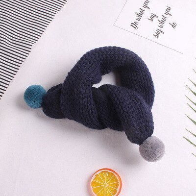 Höst vinter stickad barnscarf med pom pom bollar bebis tjejer halsduk barn pojkar halsduk barn halsvärmare halsduk