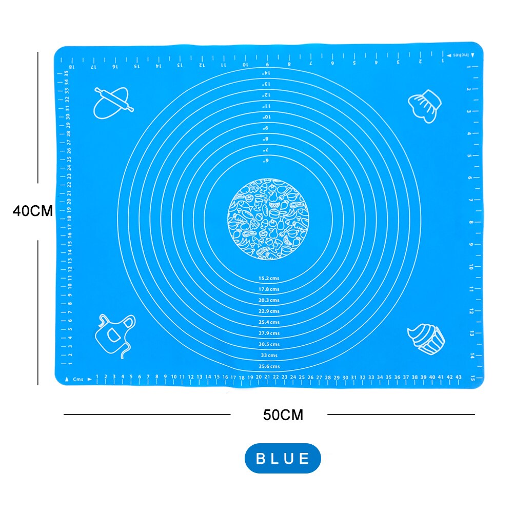 Feuille pour pâte à Pizza, pâtisserie, pâtisserie, ustensiles de cuisine, tapis de cuisson antiadhésif en Silicone: Blue - 50 x 40cm
