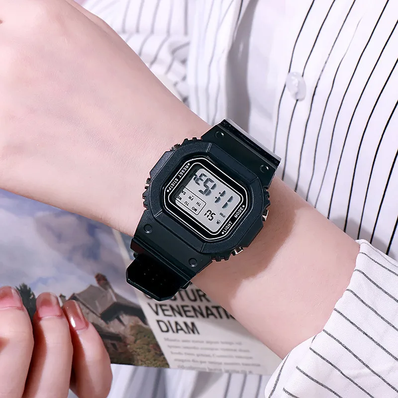 Relojes digitales deportivos a la para hombre, reloj de pulsera LED Simple resistente al agua, reloj electrónico informal de silicona con indicador de fecha y hora