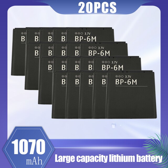 Batería de litio de repuesto para móvil, pila de 1070mAh, BP-6M, BP, 6M, BP6M, para Nokia 6233, 6280, 6288, 9300, N73, N93, 3250, 6290, 1-20 Uds.: 20PCS