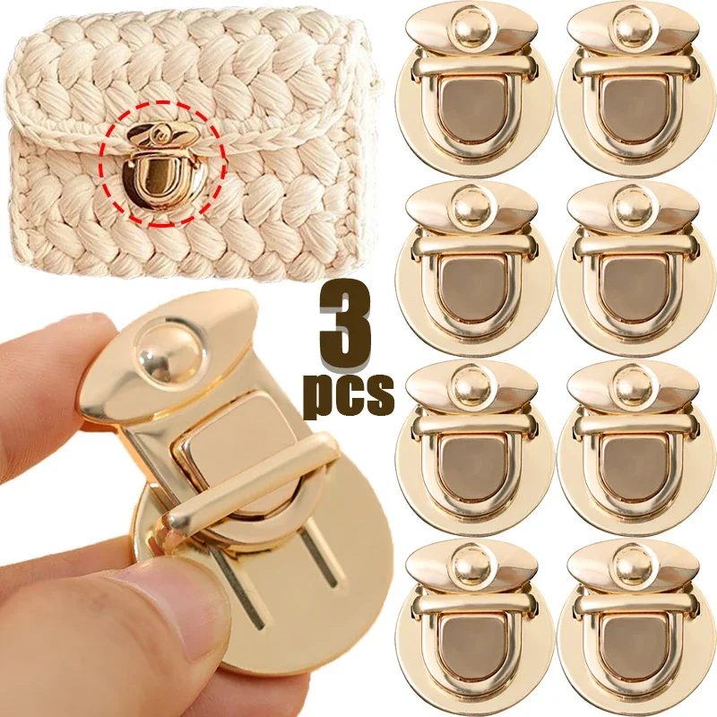 3pcs Women's Locks Clasp DIY Craft Hand Bags Purse Catch Buckles Metal Snap Clasp Closures Wallet Fasteners Wallet Buckle Totes