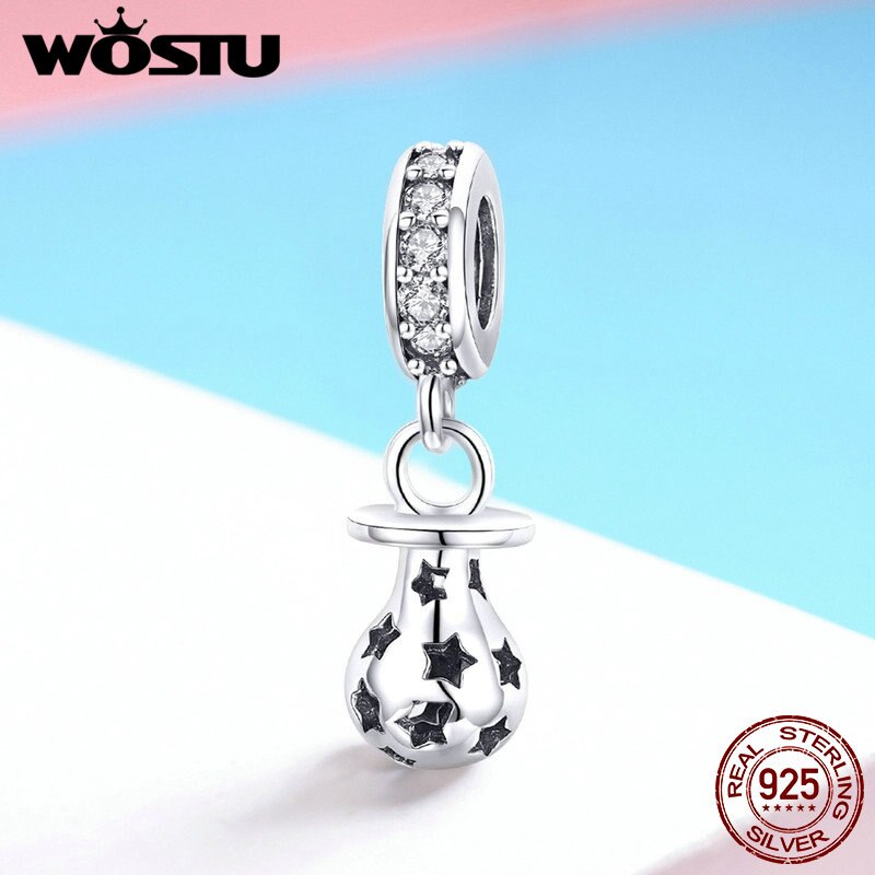 WOSTU Real 925 Sterling Silver Cute Nipple Trendy Charms fit Bead Woman Bracelet Necklace DIY Jewelry Making CQC891