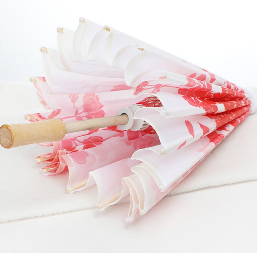 Mini Bamboo Umbrella Classical Chinese Style Cosplay Umbrella Stage Dance Prop Craft Umbrella Photography Prop (Pink)