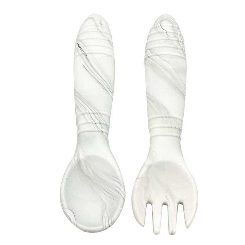 Kinderservies babyservies set siliconen vork lepel set voedingsbakjes bpa-vrij: Marmer