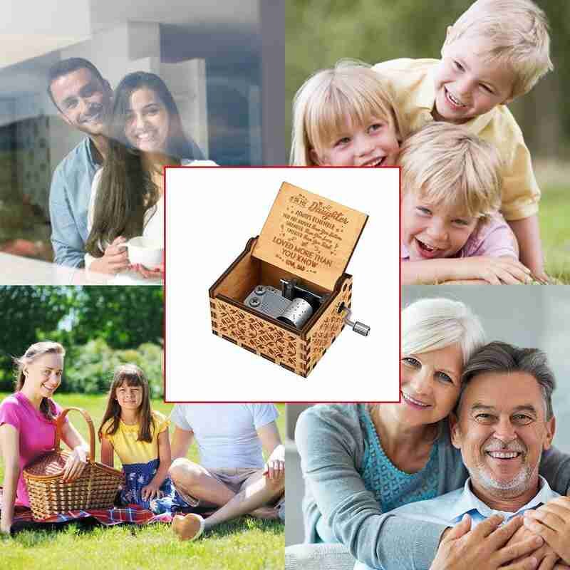 Hand-operated Wooden Music Box, Classical Carving Crafts, Home Decorations L2P3