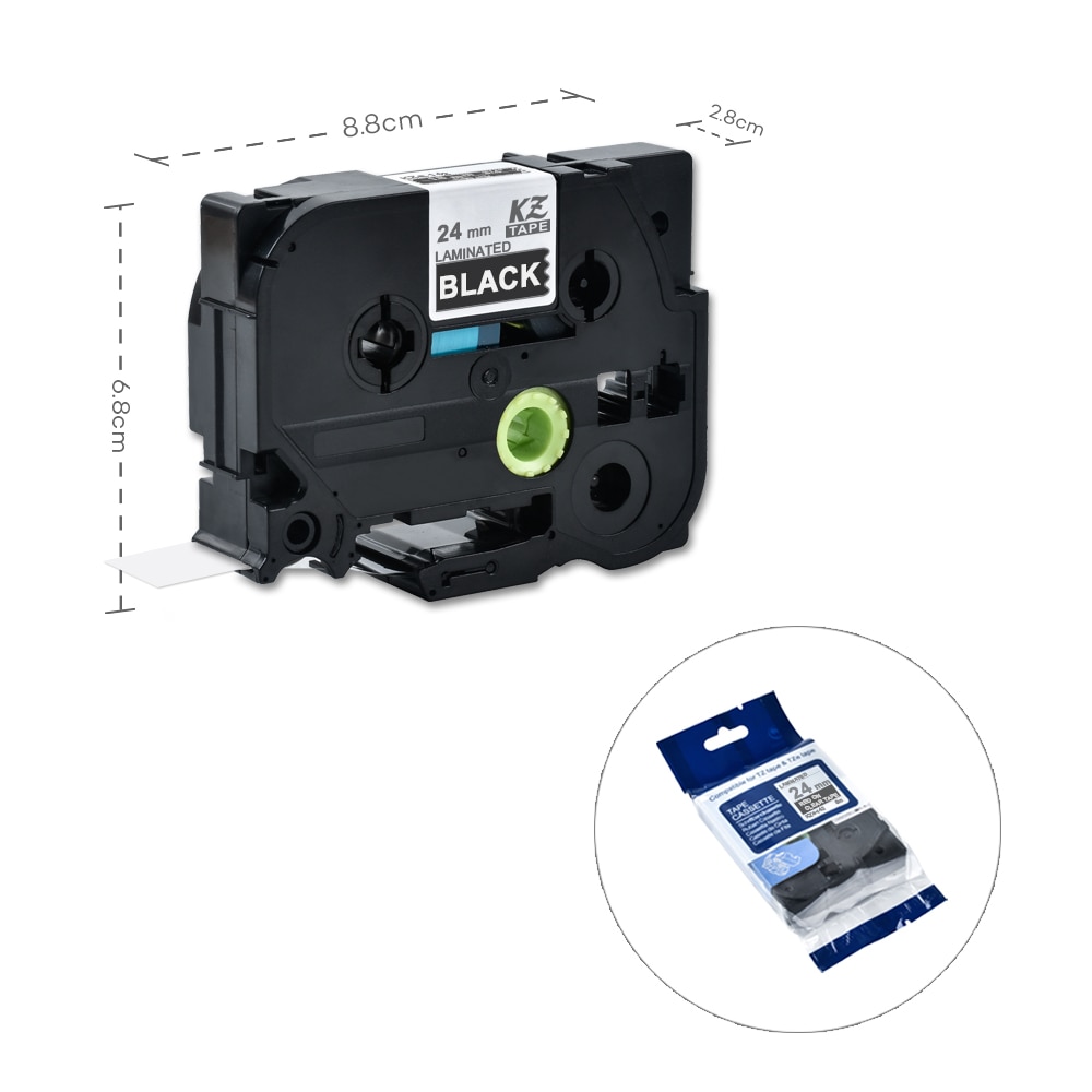 24mm Tze355 White on black Tz-355 Compatible for Brother P-touch Label Printers Laminated Tze Label Tape Tze-355 Tz355