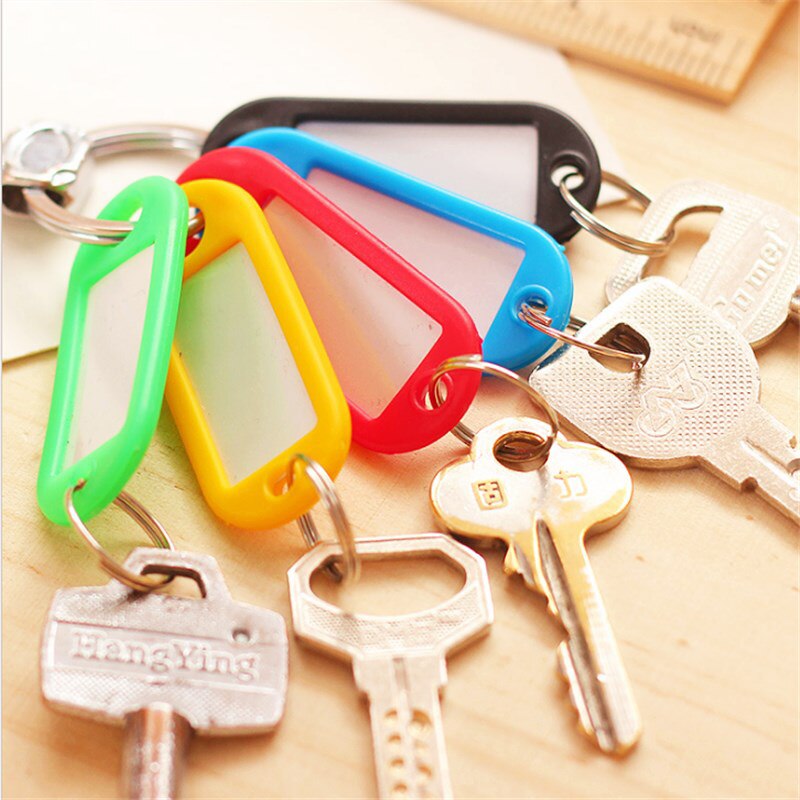 50pcs 5*2.2cm solide et mixte couleur plastique porte-clés ébauches porte-clés ID étiquette bricolage nom étiquettes pour bagages papier insérer étiquettes à bagages