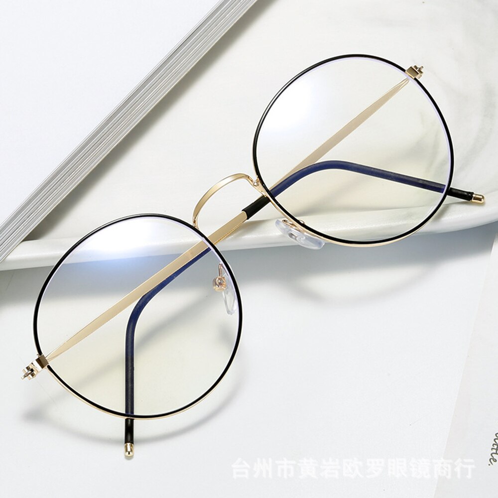 Vintage Retro Round Metal Spectacles Metal Frame Women Men Anti Blue Light Ray Blocking Computer Glasses Car Clear Lens Eyewear