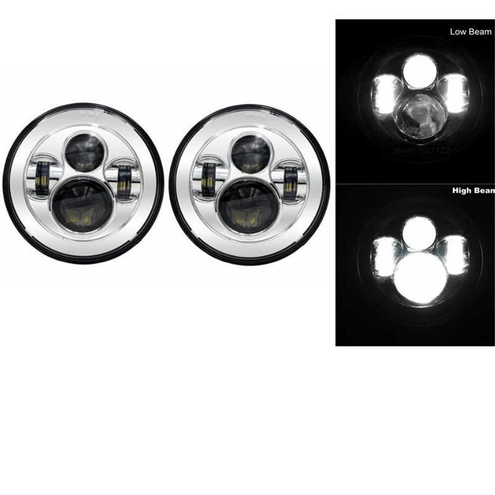 Pour Lada 4x4 urban Niva 7 "LED H4 phare phare avant en métal phares avant garniture de cadre pour LADA NIVA: 40W Chrome