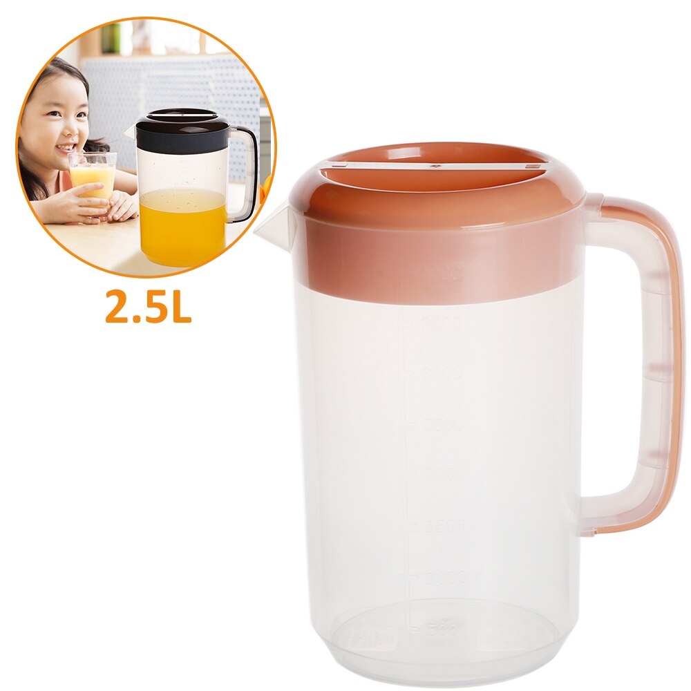 Jarra de agua transparente de 2,5l/5L, olla de agua de gran capacidad, jarra de agua fría, hervidor de agua con mango ergonómico, botella contenedor de agua: Pink-2.5L