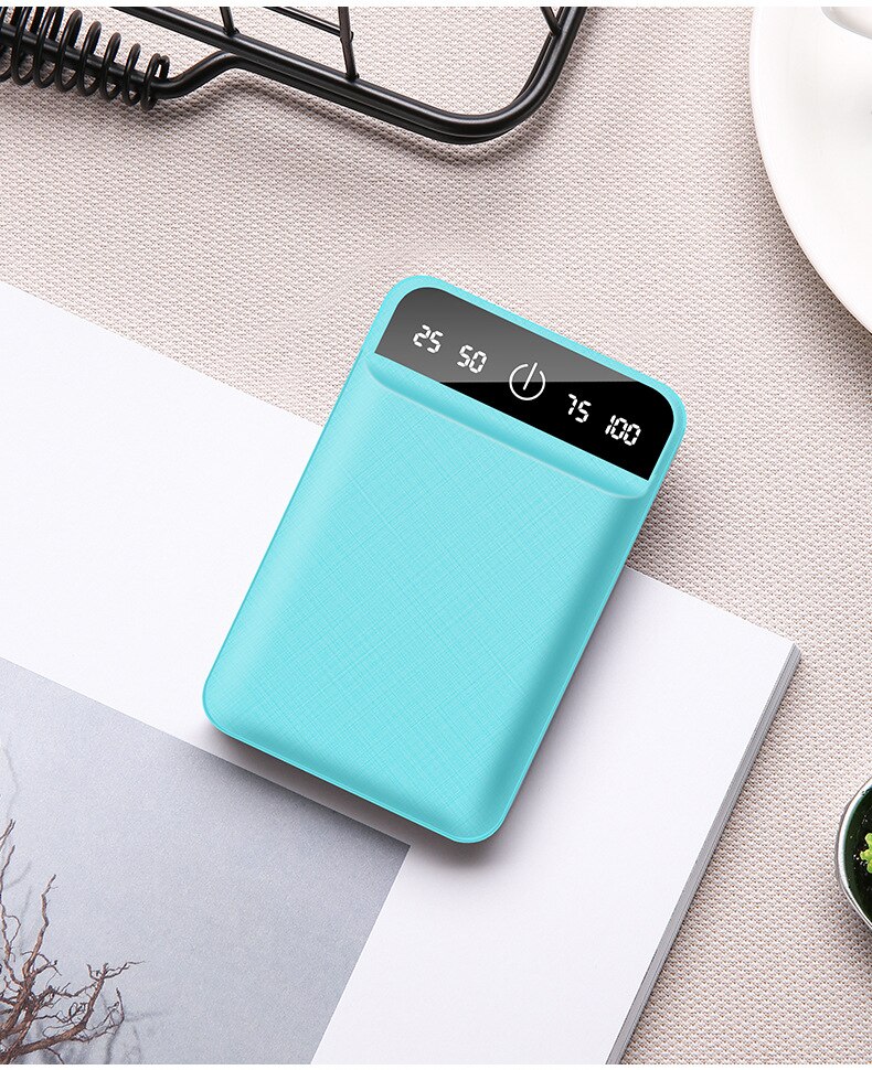 Tragbare 80000 -mah-mini-powerbank mit schnellladefunktion, wiederaufladbarem externem akku, zwei usb-anschlüssen und digitalem display für iphone und samsung: Blau