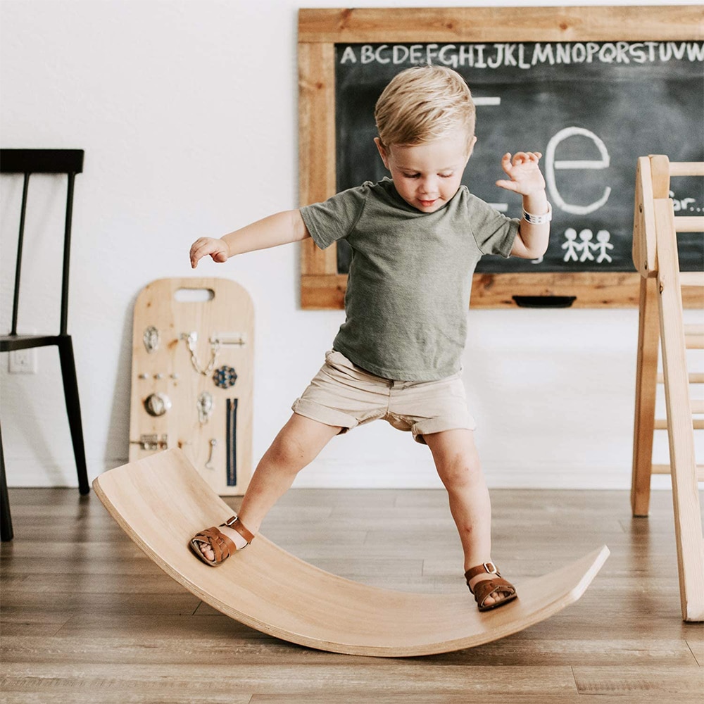 Kids Houten Balance Board Kinderen Gebogen Wip Yoga Fitness Baby Indoor Speelgoed Jongen Outdoor Sportartikelen Z001