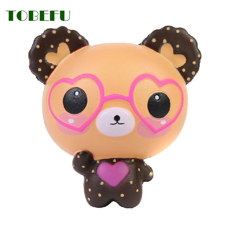 Tobefu stressreliever duftende squishy søte briller bjørn squishies sjarm super sakte stigende klemme leker