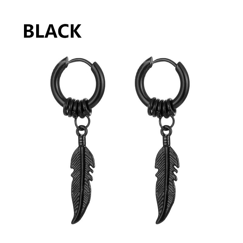 Pendientes de aro Punk negros de acero inoxidable para hombres y mujeres, pequeños colgantes de Cruz redonda de , accesorios de joyería, pendientes: Color amarillo claro
