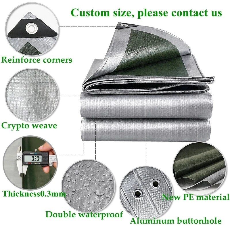 Outdoor waterproof PE tarpaulin 0.32mm awning garden plant shed truck shade sail pet dog roof